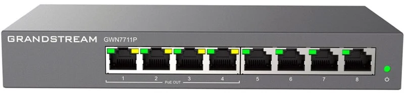 Grandstream GWN7711P Switch 8 ports 10/100/1000 PoE+ L2 Géré (GWN7711P) 26 Commutateur Grandstream GWN7711P Maroc Switch 8 ports PoE Maroc Commutateur 8 ports géré Switch 8 ports L2 Maroc, Commutateur géré Layer 2 Lite Grandstream GWN7711P 8 x GigE (4 x PoE/PoE+ ou +24VDC Output).