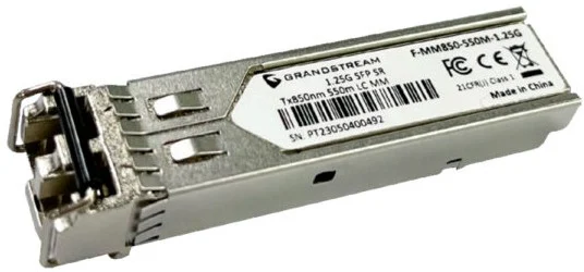 Grandstream F-MM850-550M-1.25G Maroc Émetteur-récepteur SFP+ Maroc SFP+ multimode LC duplex module SFP+ 1.25 Gbps Maroc module SFP Grandstream Maroc, Le Module duplex du module fibre SFP multimode Grandstream F-MM850-550M-1.25G est conçu pour les systèmes fibre multimode, offrant diverses alternatives de connectivité. Avec un débit de données de 1,25 Gbit/s SFP et une longueur d'onde nominale de 850 nm 