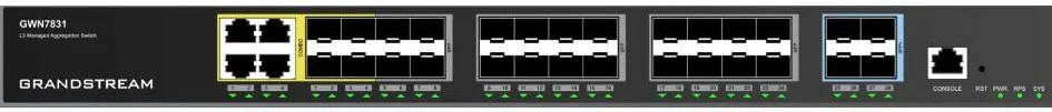Grandstream GWN7831 Switch 24 ports SFP Gigabit et 4 ports SFP+ L3 Géré (GWN7831) 27 Grandstream GWN7831 Maroc Switch 24 ports SFP Gigabit Maroc Commutateur géré de couche 3 Maroc Grandstream 4 ports Gigabit Ethernet combinés Maroc, Grandstream GWN7831 comprend des commutateurs gérés par agrégation de couche 3 conçus pour permettre aux entreprises de construire des réseaux professionnels évolutifs, sécurisés, hautes performances et intelligents