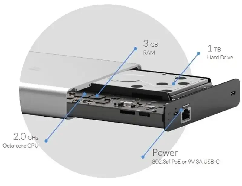 UCK-G2-SSD Maroc Contrôleur Ubiquiti CloudKey+ Maroc Contrôleur UniFi Cloud Plus Gen 2 SSD 1 To Maroc, Les enregistrements vidéo sont stockés de manière privée sur la Cloud Key Gen2 Plus.