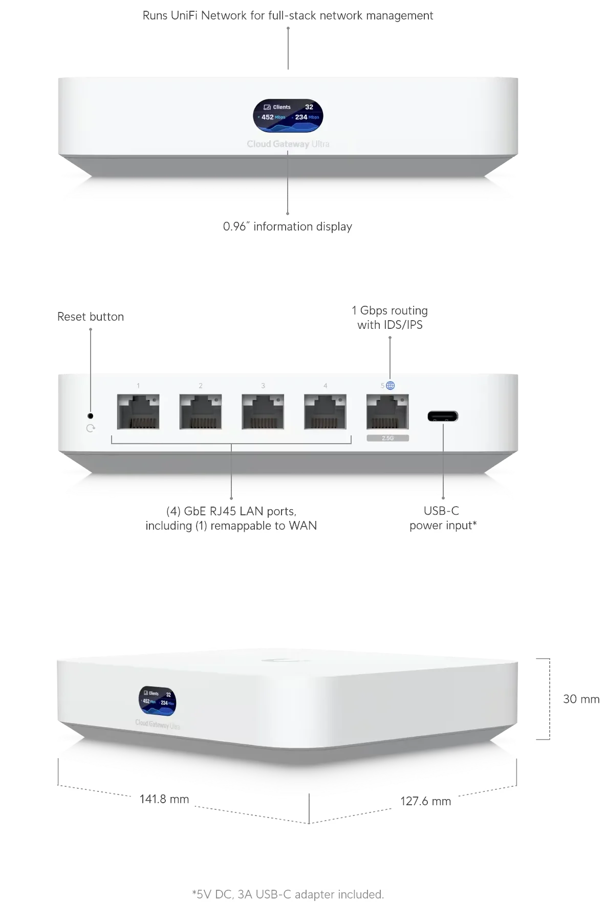 Ubiquiti UCG-Ultra Maroc Passerelle Cloud Ultra Maroc Cloud Gateway Ultra Maroc Passerelle cloud Multi-WAN Maroc, La Cloud Gateway Ultra bénéficie d'un design compact qui s'intègre parfaitement à tout environnement.