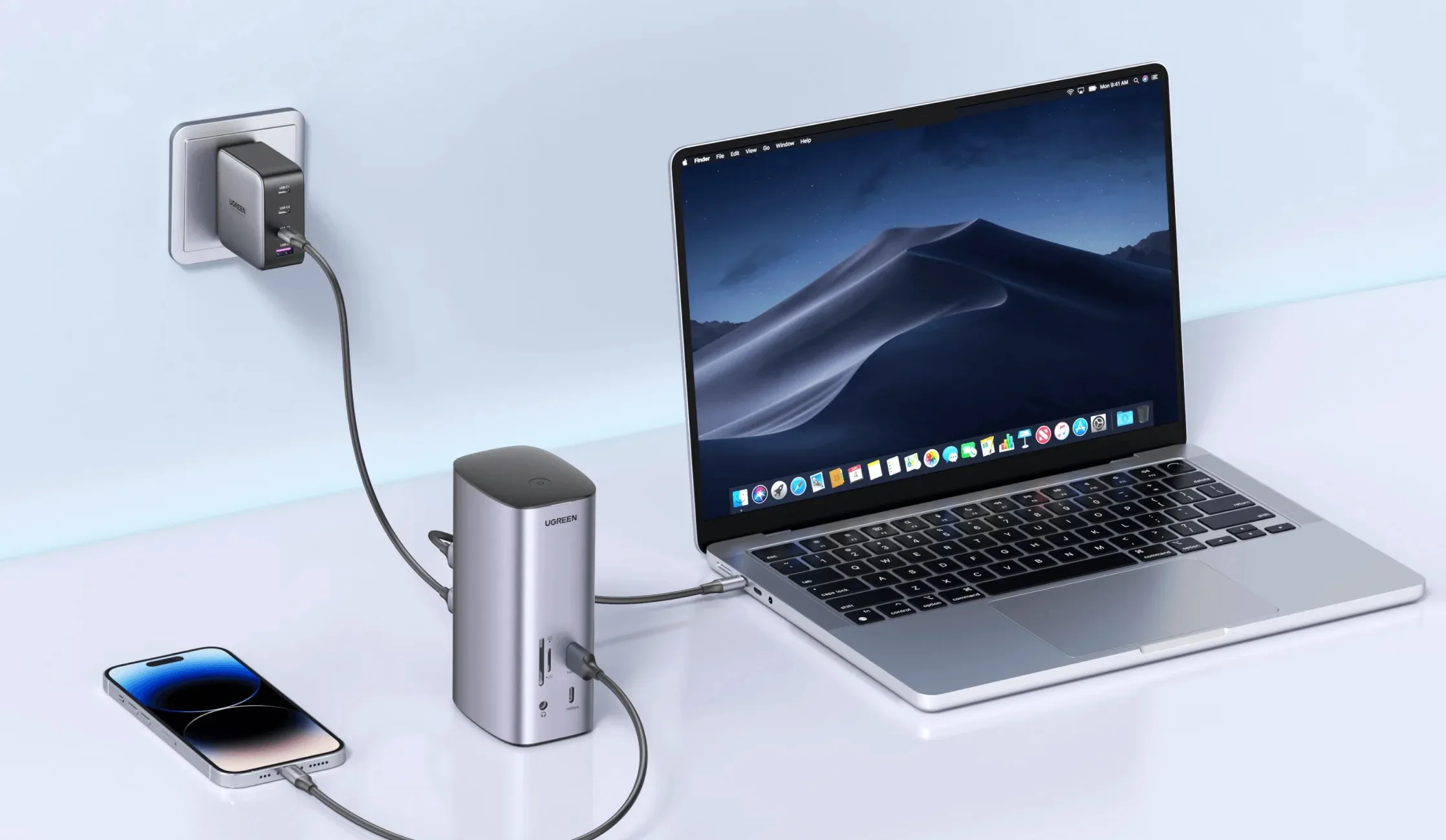UGREEN 90325 Maroc Station d'accueil USB-C 13 en 1 PD Maroc, Transformez votre ordinateur portable en une station de travail à part entière avec la station d'accueil UGREEN 90325 à charge rapide 12 en 1.