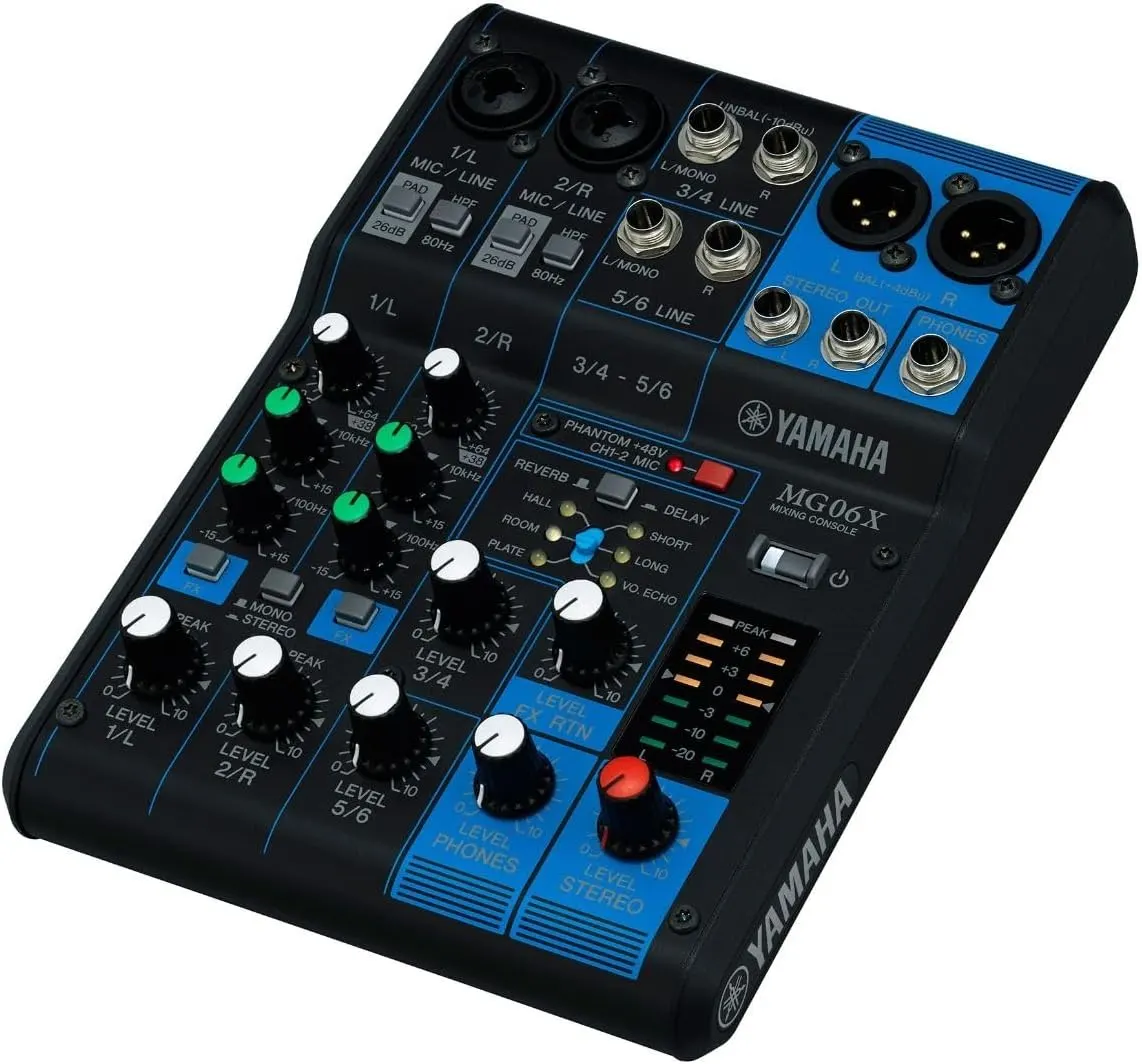 Yamaha MG06X Maroc Table de mixage Maroc, la série MG propose une gamme complète de consoles de mixage compactes, avec des modèles de six à vingt canaux, adaptées à une grande variété d'utilisateurs et d'applications