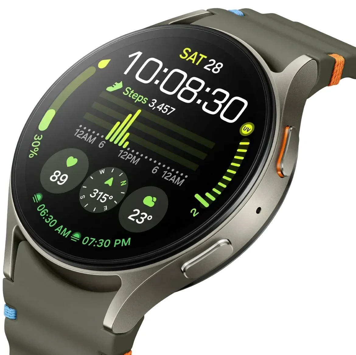 Samsung Galaxy Watch7 BT 44 mm Green Montre connectée Super AMOLED 1.5" NFC Wi-Fi Bluetooth (SM-L310NZGAMEA) 27 SM-L310NZGAMEA Maroc Samsung Galaxy Watch7 BT 44 mm Green Maroc Montre connectée Samsung Super AMOLED Maroc Montre Wi-Fi Bluetooth Maroc, Étudier votre sommeil, votre fréquence cardiaque et vos activités quotidiennes, c'est bien. Avoir une intelligence artificielle qui les analyse et les résume pour vous,