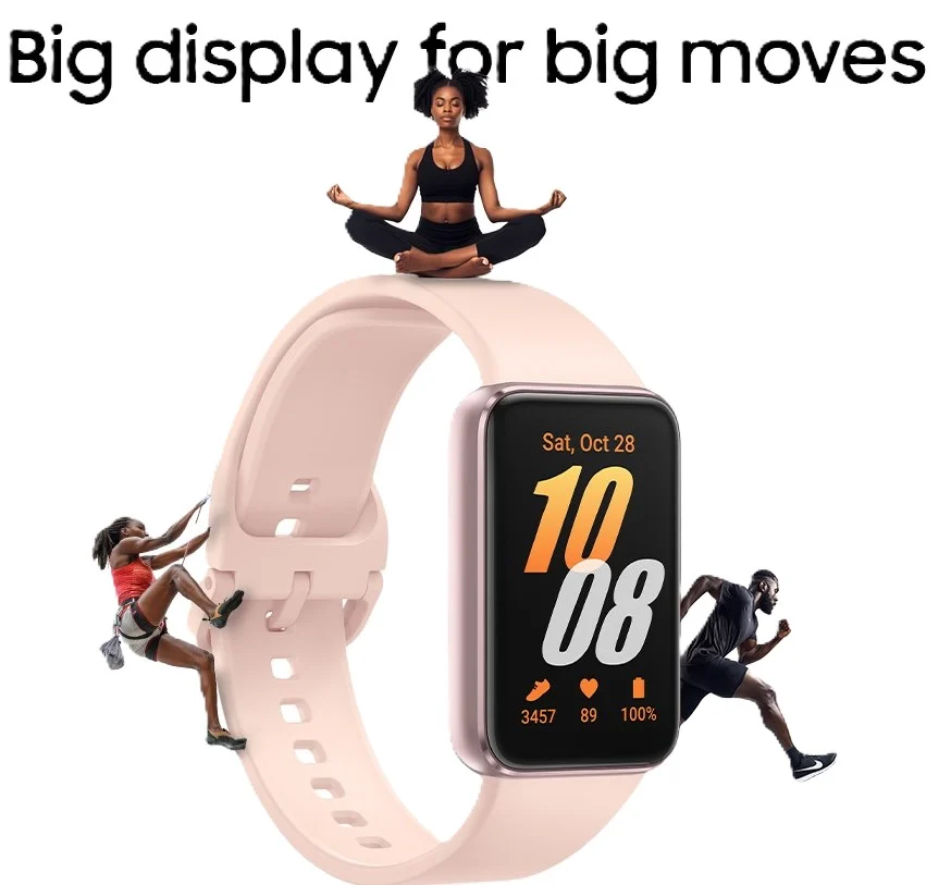 SM-R390NIDAMEA Maroc Samsung Galaxy Fit3 Pink Gold Maroc Montre connectée Samsung Galaxy Fit3 Maroc, 3 mots pour résumer les qualités du nouveau Samsung Galaxy Fit3 ? La polyvalence d’abord. Prendre une photo, écouter de la musique, vérifier ses appels entrants, répondre aux messages1 et retrouver son smartphone Samsung Galaxy depuis son poignet, ce n’est pas donné à tout le monde 