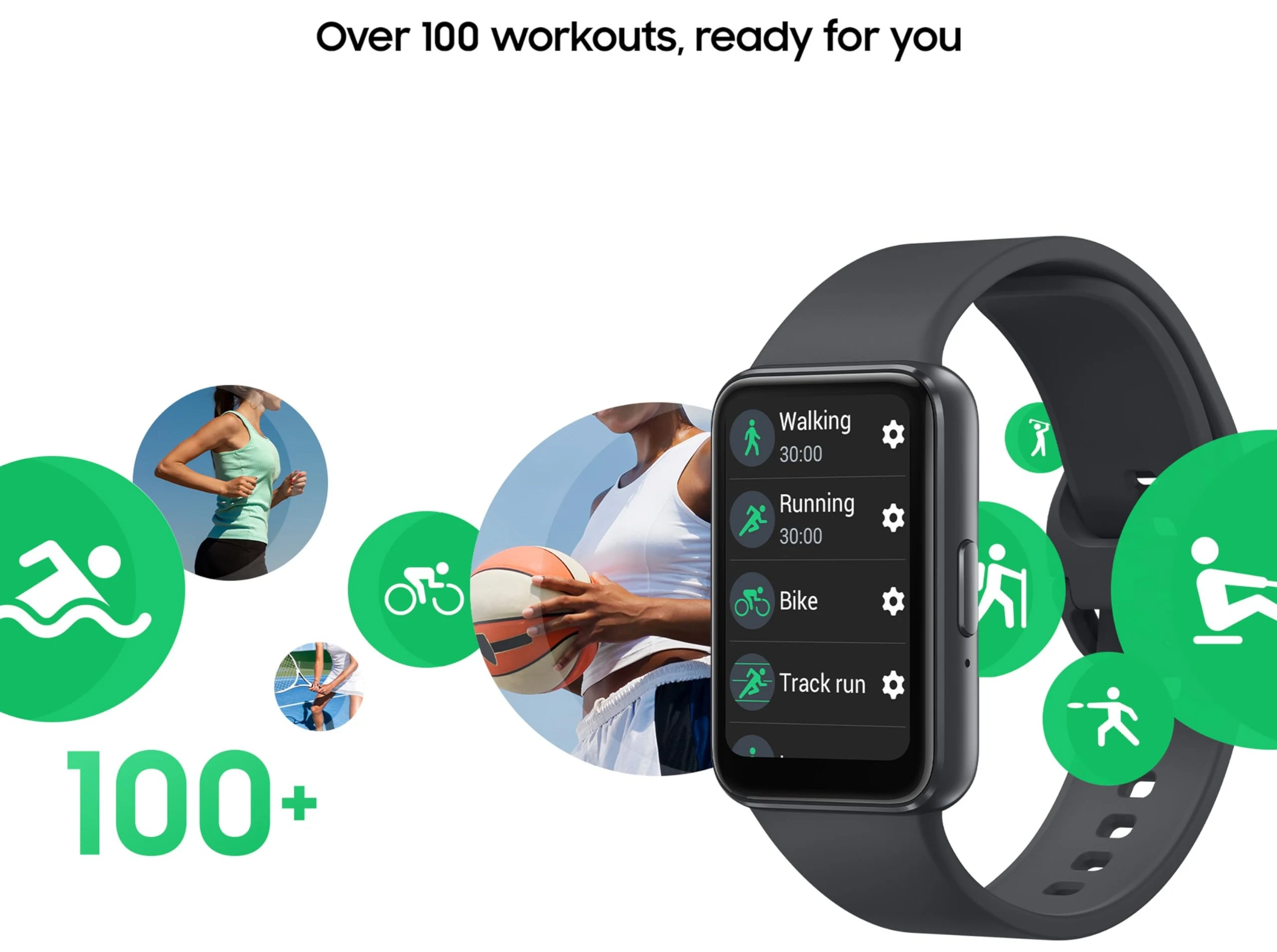 SM-R390NZAAMEA Maroc Samsung Galaxy Fit3 Gray Maroc Montre connectée Samsung Galaxy Fit3 Maroc, Appuyez deux fois sur le bouton accueil, choisissez un exercice parmi 100, course à pied ou vélo elliptique, rameur ou natation : le Samsung Galaxy Fit3 Gray est aussi sportif que vous et ne manquera ni votre départ, ni votre arrivée 