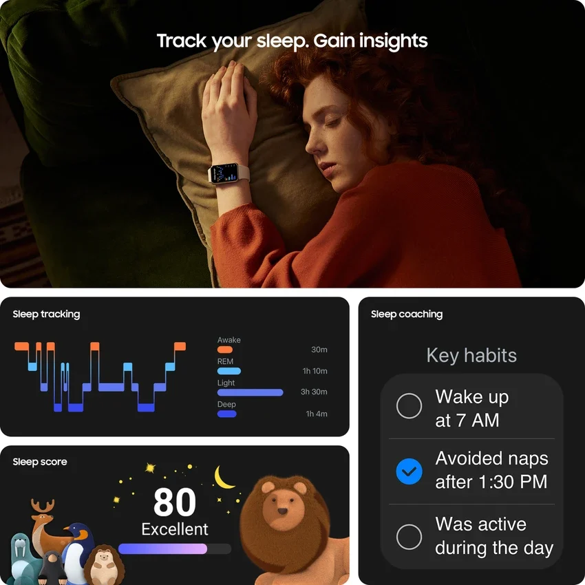 SM-R390NZSAMEA Maroc Samsung Galaxy Fit3 Silver Maroc Montre connectée Samsung Galaxy Fit3 Maroc, Si fin et si léger que vous oublierez que vous le portez jour et nuit ! Jusqu’aux aurores, le Samsung Galaxy Fit3 Silver analyse vos phases de sommeil, vos ronflements et même votre taux d’oxygène dans le sang. 