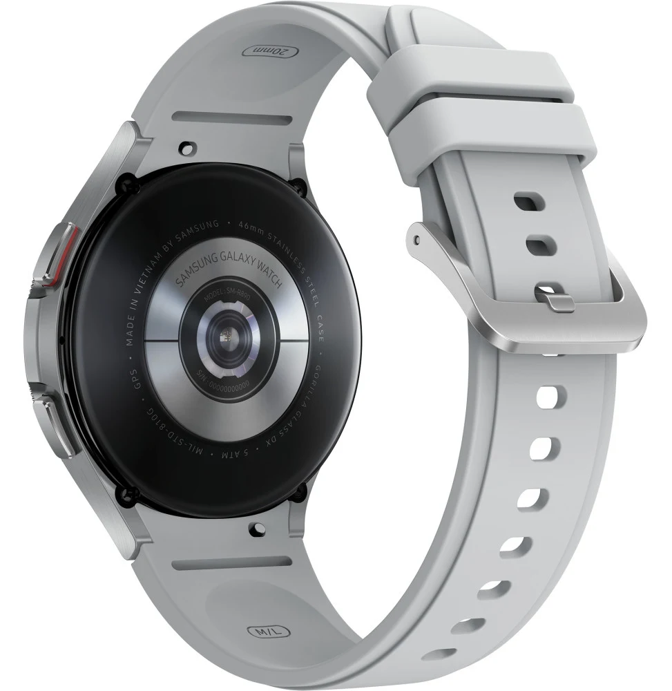 SM-R890NZSAMEA Maroc Samsung Galaxy Watch 4 Classic Silver 46mm Maroc Montre connectée Samsung AMOLED Bluetooth WiFi, Suivez vos activités et vos scores de remise en forme sur votre montre et votre téléphone. Comptez vos pas, vérifiez les calories et restez sur la bonne voie avec le GPS