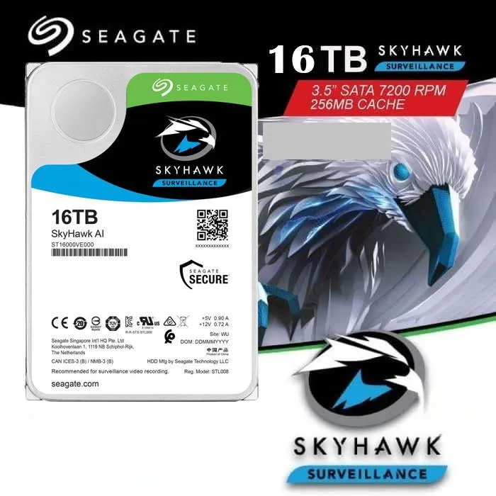 ST16000VE002 Maroc Seagate SkyHawk AI 16TB Maroc Disque dur vidéosurveillance Maroc 16 To 7 200 tr/min SATA III 3,5" 256 Mo, Le disque dur de surveillance ST16000VE002 Seagate Skyhawk AI est un disque dur spécialisé conçu pour les systèmes de surveillance utilisant l'intelligence artificielle (IA) pour analyser les séquences vidéo. 