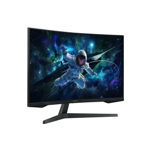 LS32CG552EUXEN Maroc Moniteur de jeu Samsung Odyssey G5 G55C QHD Maroc Ecran de jeu incurvé 32 2.5K Maroc, Son taux de rafraîchissement de 165 Hz et son temps de réponse MPRT de 1 ms minimisent le flou de mouvement et offrent des graphismes fluides et nets dans les jeux d'action intens