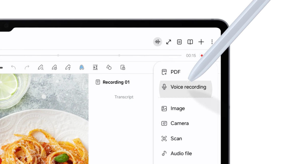 SM-X926BZSEMWD Tablette Samsung Galaxy Tab S10 Ultra Platinum S 12GB 512GB Maroc Tablette Tab S10 Ultra Maroc, Obtenez des notes de réunion tout en restant complètement engagé : enregistrez simplement la réunion puis transcrivez l’audio en texte 