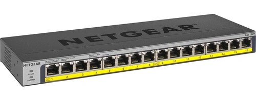 Switch Netgear GS116LP Maroc Switch 16 ports Gigabit PoE Maroc Commutateur non géré 16 ports Netgear Maroc, Alimentation par Ethernet (PoE) pour caméras de sécurité IP, téléphones VoIP, points d'accès sans fil et autres appareils Ethernet.