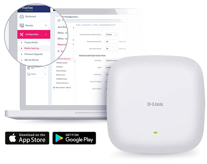 Point d'accès D-Link DAP-X2850 Maroc Point d'accès Wi-Fi 6 Maroc Point d'accès Nuclias Connect AX3600 Maroc, Le DAP-X2850 fonctionne avec Nuclias Connect, une plateforme de gestion logicielle (avec contrôleur matériel en option) utilisable sur site ou en tant que solution cloud hébergée sur un service de cloud public. 