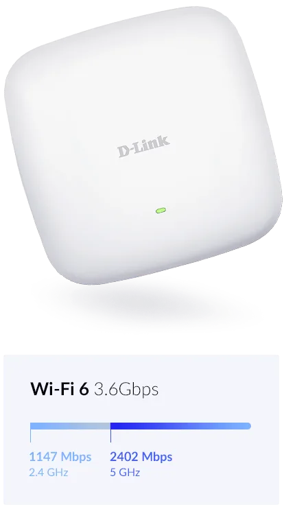 Point d'accès D-Link DAP-X2850 Maroc Point d'accès Wi-Fi 6 Maroc Point d'accès Nuclias Connect AX3600 Maroc, Avec des débits combinés Wi-Fi 6 802.11ax allant jusqu'à 3 600 Mbit/s, le DAP-X2850 permet des transferts de données volumineux et un streaming vidéo de qualité supérieure