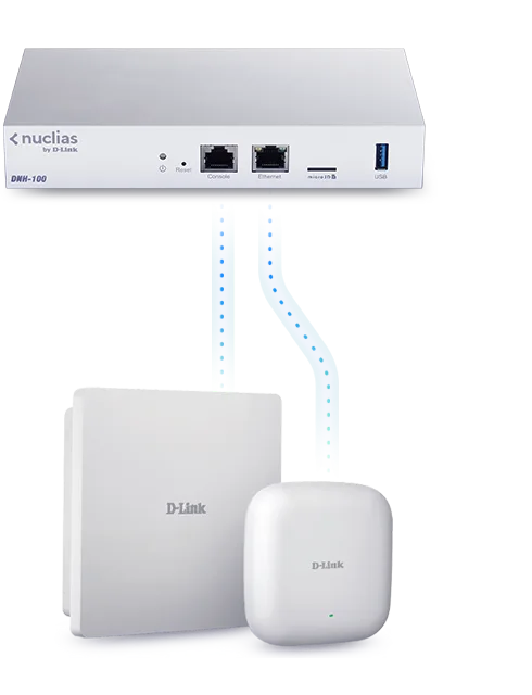 Point d'accès D-Link DAP-X2850 Maroc Point d'accès Wi-Fi 6 Maroc Point d'accès Nuclias Connect AX3600 Maroc, Le contrôleur sans fil DNH-100 offre une solution économique et prête à l'emploi, évitant ainsi l'installation et la maintenance de Nuclias Connect sur du matériel supplémentaire tel qu'un serveur ou un PC