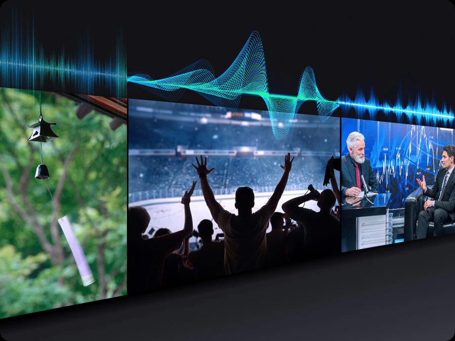 QA43Q7FAAUXMV Maroc Smart TV Samsung 43 QLED Q7F Maroc Smart TV Samsung Maroc Samsung 43 QLED Q7F 4K, Adaptive Sound dispose d'une intelligence audio scénique qui optimise le son en fonction de l'analyse de scène en temps réel par type de contenu.