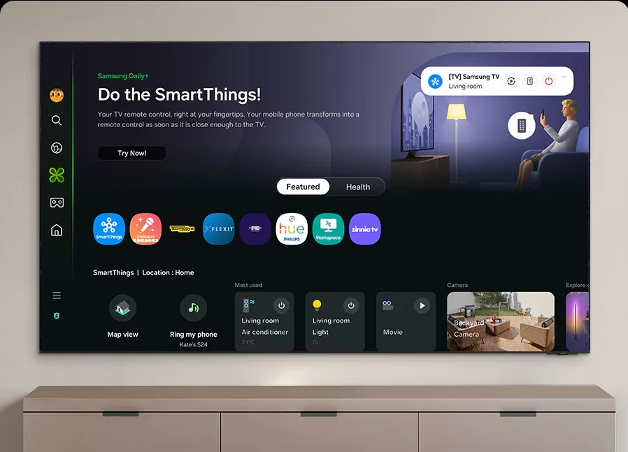 QA43Q7FAAUXMV Maroc Smart TV Samsung 43 QLED Q7F Maroc Smart TV Samsung Maroc Samsung 43 QLED Q7F 4K, Trouvez des applications et des services pour la santé, le travail et le quotidien sur Samsung Daily+.