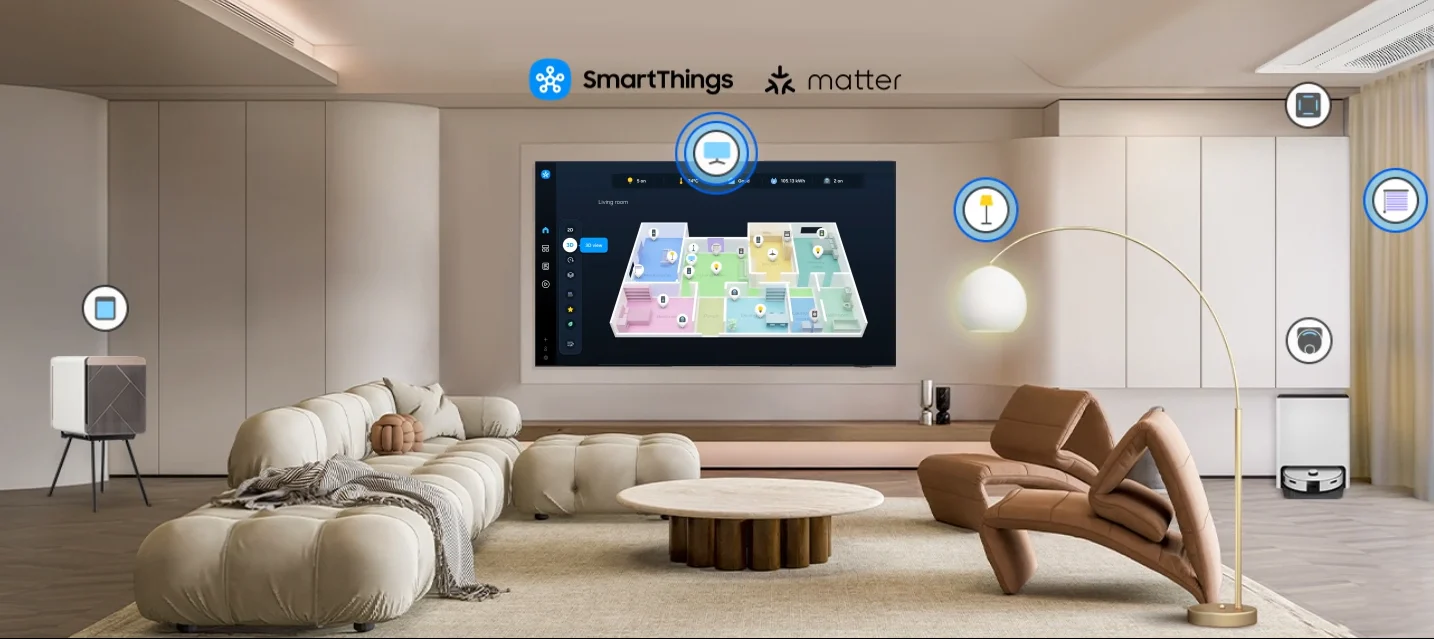 QA43Q7FAAUXMV Maroc Smart TV Samsung 43 QLED Q7F Maroc Smart TV Samsung Maroc Samsung 43 QLED Q7F 4K, Grâce au Smart Hub intégré, votre téléviseur peut connecter et contrôler des appareils intelligents, même ceux nécessitant une compatibilité Matter et HCA