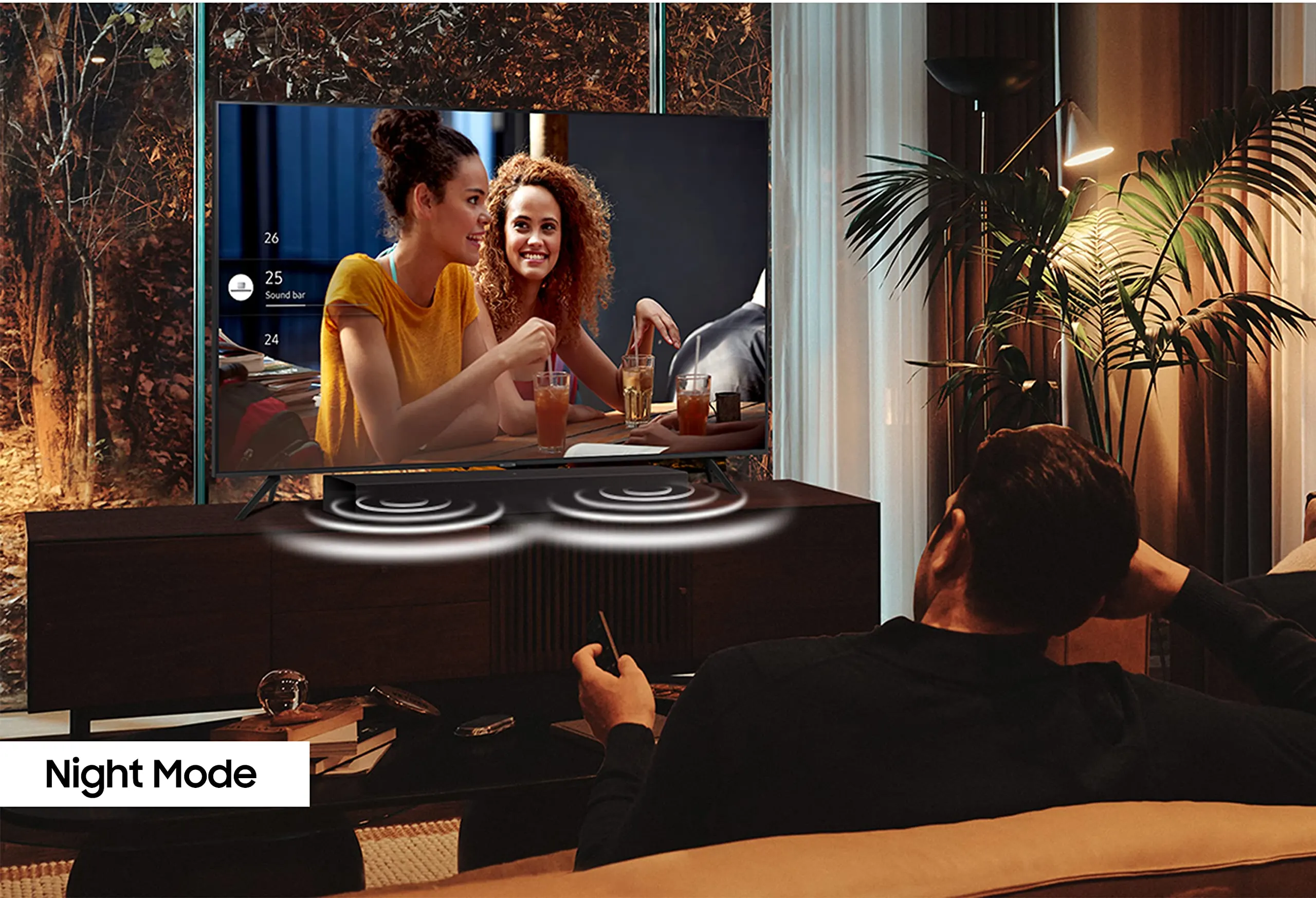 Samsung HW-C400 Maroc Barre de son Bluetooth Maroc Barre de son 2.0 CH Maroc Barre de son Samsung Maroc, Le mode Nuit compresse les basses pour réduire les décibels, idéal pour regarder vos films et séries quand les autres dorment.