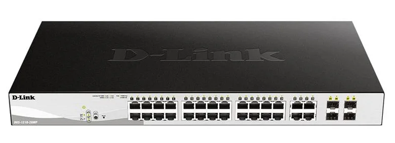 Switch D-Link DGS-1210-28MP Maroc Switch 24 ports Gigabit PoE Maroc Commutateur 24 ports Gigabit PoE 370W D-Link Maroc, Le DGS-1210-28MP prend en charge le VLAN vocal automatique et le mode Surveillance, qui permet d'identifier et de gérer automatiquement le trafic voix et vidéo différemment du trafic réseau classique