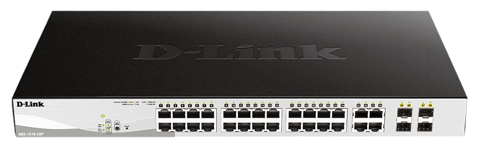 Switch D-Link DGS-1210-28P Maroc Switch 24 ports Gigabit PoE Maroc Commutateur 24 ports Gigabit PoE 193W D-Link Maroc, Le DGS-1210-28P offre des fonctionnalités Power over Ethernet (PoE), simplifiant ainsi les déploiements avec caméras IP