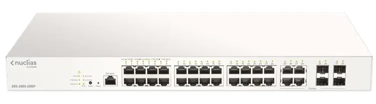 Switch D-Link Nuclias Cloud DBS-2000-28MP Maroc Switch Nuclias Cloud 24 ports PoE Maroc Commutateur Nuclias Cloud 24 ports Maroc, Conçus pour être gérés via le cloud Nuclias, les commutateurs DBS-2000-28MP sont faciles à configurer grâce à leur interface intuitive, accessible via un navigateur ou une application mobile.