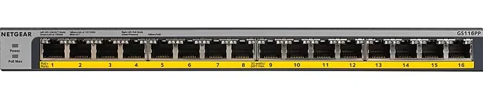 Switch Netgear GS116PP Maroc Switch 16 ports Gigabit PoE Maroc Commutateur non géré 16 ports Netgear Maroc, Le switch Gigabit non manageable Netgear GS116PP ProSAFE FlexPoE permet aux entreprises d'augmenter leur budget énergétique de manière rentable pour étendre leur réseau. 