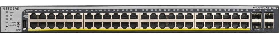 Netgear GS752TPP Switch administrable gigabit 48 ports PoE+ 4 x SFP 760W Géré L4 (GS752TPP) 26 Switch Netgear GS752TPP Maroc Switch administrable Maroc Switch 48 ports PoE Maroc Switch 48 ports Netgear Maroc, Le switch Smart Managed Netgear GS752TPP offre une prise en charge PoE + complète de 48 ports et une puissance totale de 760 W