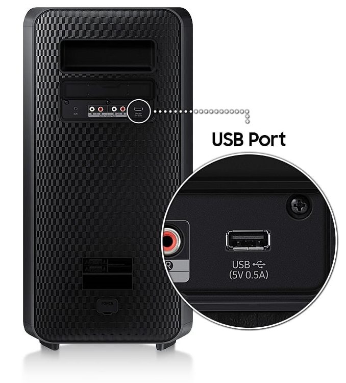 MX-ST40B/MV Maroc Samsung MX-ST40B Maroc Tour de son ultra Bluetooth Maroc Samsung Sound Tower MX-ST40B Maroc, Grâce à un port USB intégré, vous pouvez connecter vos appareils et lancer vos musiques préférées en quelques instants pour en profiter avec vos amis.