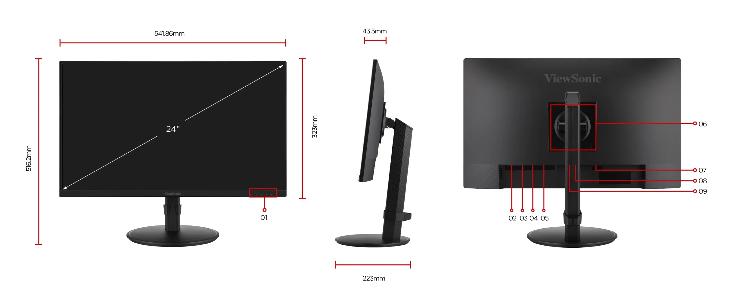Moniteur Viewsonic VG2408 Maroc Ecran 24 pouces Maroc Moniteur 24 Full HD Maroc Viewsonic Maroc, Montez facilement le moniteur selon vos préférences en utilisant la conception de montage compatible VESA 100 mm x 100 mm.