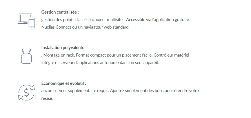 Nuclias Connect D-Link DNH-100 Maroc Controller Nuclias Connect Wireless Maroc Controller points d'accès Maroc, le hub DNH-100 est une option matérielle dédiée et économique, avec le logiciel Nuclias Connect préinstallé.
