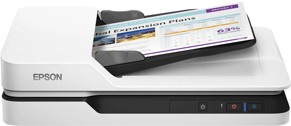 Scanner Epson WorkForce DS-1630 Maroc Scanner à plat Maroc Scanner de documents Maroc B11B239402 Maroc, Le Epson DS-1630 est un scanner à plat qui s'intègre parfaitement à notre offre de produits avec son chargeur automatique de documents de 50 pages