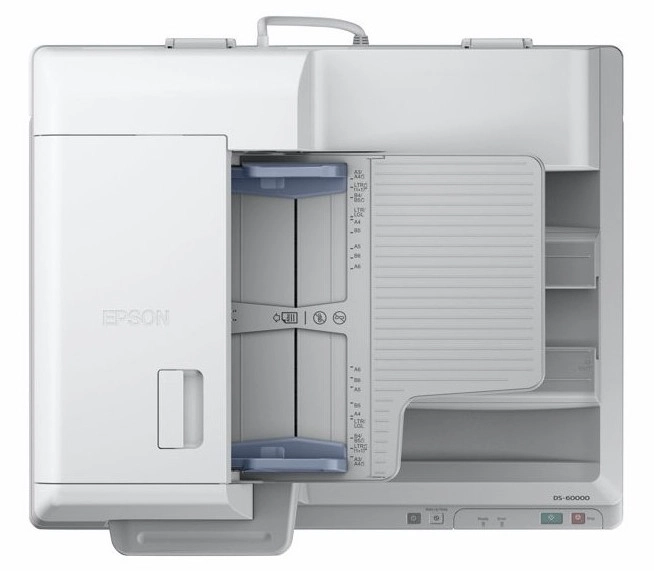 Scanner Epson WorkForce DS-60000N Maroc Scanner à plat Maroc B11B204231BT Maroc Scanner A3 Maroc, Grâce à un chargeur automatique de documents équipé de deux modules de numérisation, les documents sont numérisés simultanément recto et verso, permettant une numérisation continue à des vitesses allant jusqu'à 40 pages par minute (ppm)