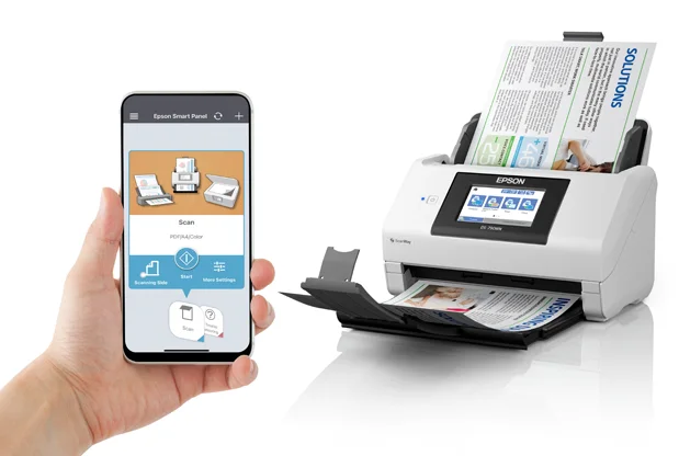 Scanner Epson WorkForce DS-790WN Maroc Scanner à défilement Maroc B11B265401BA Maroc, Le Epson WorkForce DS-790WN offre différentes options de connectivité, telles que USB 3.0, Wi-Fi, Wi-Fi Direct et Ethernet Gigabit.
