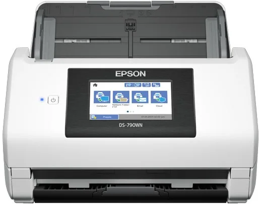 Scanner Epson WorkForce DS-790WN Maroc Scanner à défilement Maroc B11B265401BA Maroc, Epson WorkForce DS-790WN avec un cycle d’utilisation de 7 000 pages par jour et grâce aux capteurs intégrés pour les bourrages papier