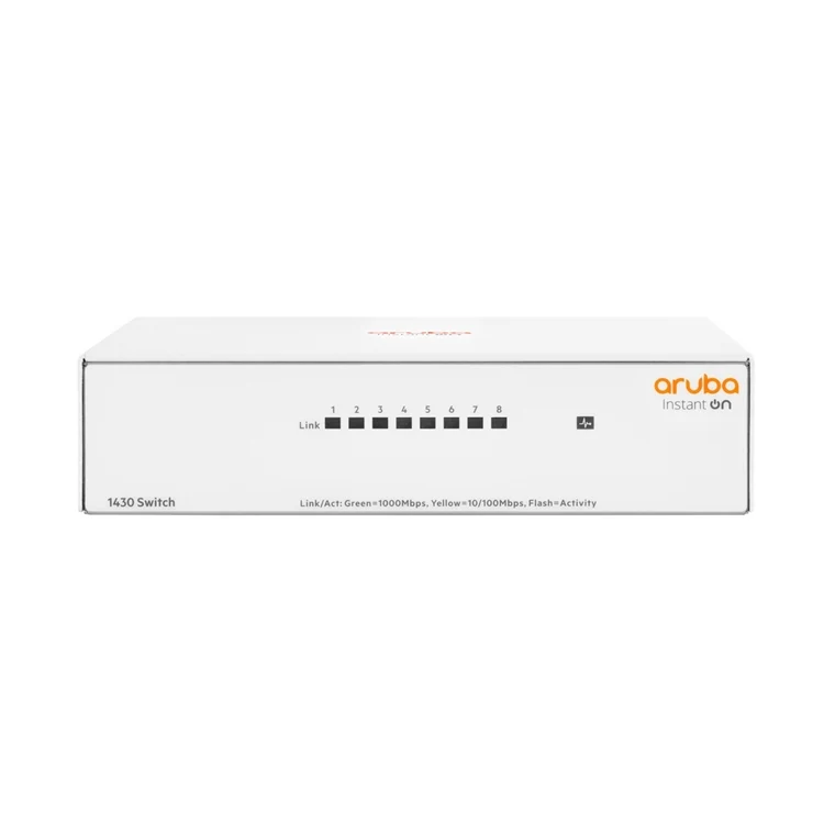 Aruba Instant On 1430 8G Switch 8 ports 10/100/1000 non géré (R8R45A) 25 R8R45A Maroc Commutateur Aruba Instant On 1430 8G Maroc Switch 8 ports Aruba Maroc Commutateur non géré Maroc, Ces commutateurs faciles d’utilisation offrent des fonctionnalités Gigabit Ethernet de couche 2 à un prix abordable pour relier et partager des ressources quotidiennes, comme des imprimantes et des points d’accès