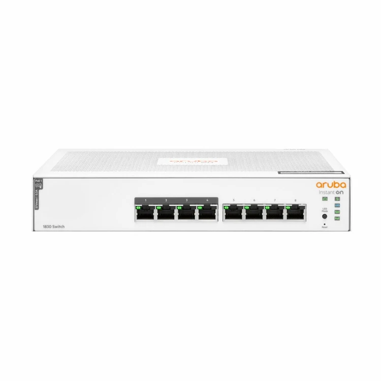 Aruba Instant On 1830 8G 4p Classe4 PoE 65 W Switch intelligent 4 x 10/100/1000 + 4 x 10/100/1000 PoE+ (JL811A) 25 JL811A Maroc Commutateur Aruba Instant On 1830 8G 4p Classe4 PoE 65 W Maroc Switch 8 ports PoE Aruba Maroc Commutateur 8 ports géré Maroc, Cette gamme de commutateurs à gestion intelligente abordable et facile à déployer est idéale pour les petites entreprises à la recherche d’une infrastructure filaire rentable pour répondre aux exigences changeantes du réseau.