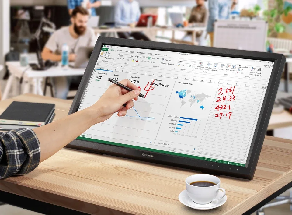 Écran ViewSonic TD2423 Maroc Écran Tactile 24 Maroc Moniteur tactile multiTouch Maroc TD2423 Maroc, Ce moniteur peut être utilisé avec un stylet* et des gants, ce qui améliore l'hygiène et facilite la sélection, le glissement et le dessin. De plus, un emplacement pour stylet magnétique est situé sur la base.