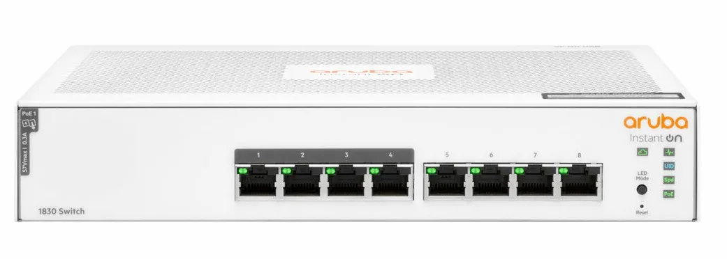 Aruba Instant On 1830 8G 4p Classe4 PoE 65 W Switch intelligent 4 x 10/100/1000 + 4 x 10/100/1000 PoE+ (JL811A) 26 JL811A Maroc Commutateur Aruba Instant On 1830 8G 4p Classe4 PoE 65 W Maroc Switch 8 ports PoE Aruba Maroc Commutateur 8 ports géré Maroc, La gamme de commutateurs HPE Aruba Networking Instant On 1830 fournit une solution filaire facile à utiliser et abordable pour les réseaux de prise en charge des applications IT, mobiles et cloud.