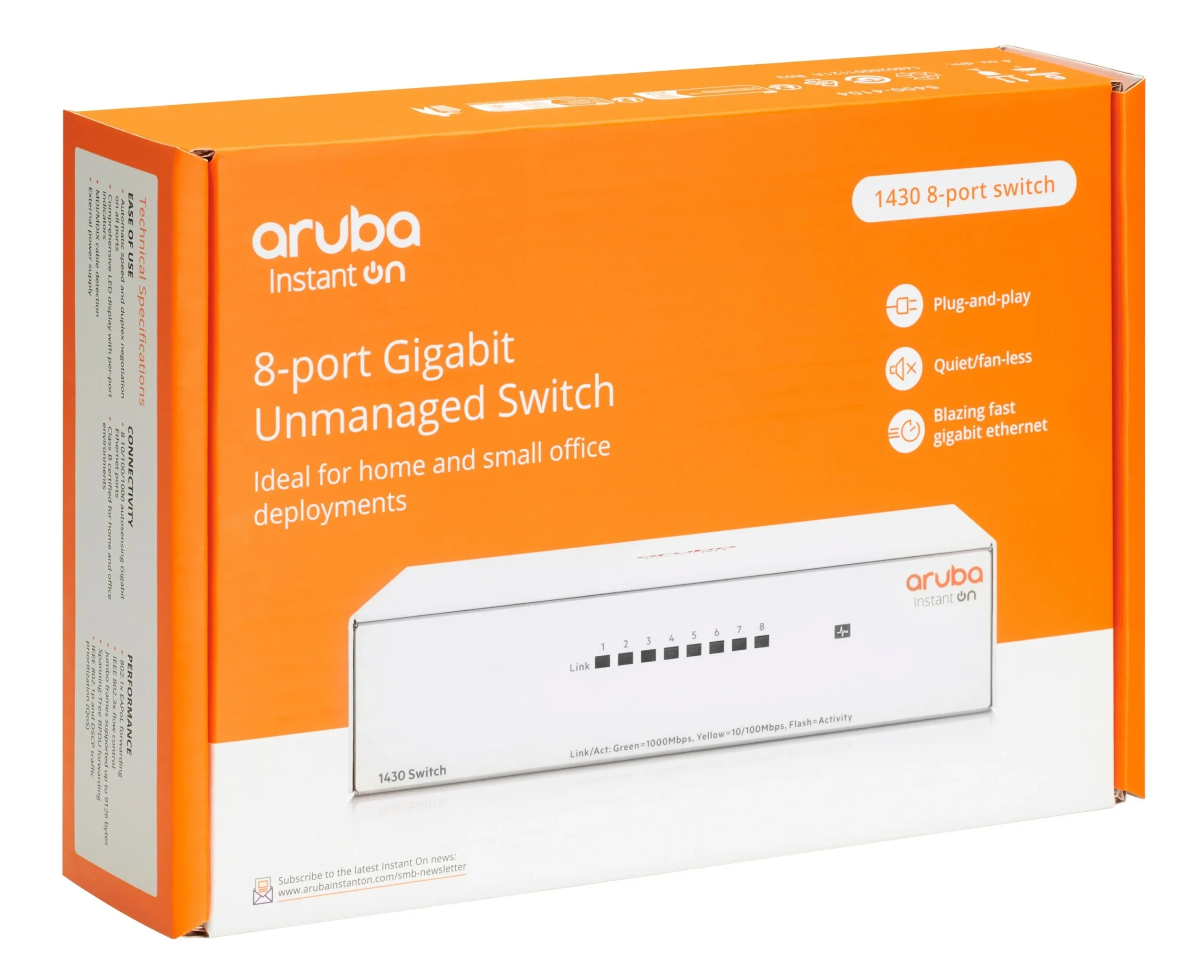 Aruba Instant On 1430 8G Switch 8 ports 10/100/1000 non géré (R8R45A) 27 R8R45A Maroc Commutateur Aruba Instant On 1430 8G Maroc Switch 8 ports Aruba Maroc Commutateur non géré Maroc, La série HPE Aruba Networking Instant On 1430 comprend des commutateurs Gigabit Ethernet non géré de couche 2 prêts pour le déploiement dans sept modèles de configurations PoE