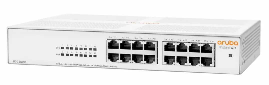 Aruba Instant On 1430 16G Switch 16 ports 10/100/1000 non géré (R8R47A) 27 R8R47A Maroc Commutateur Aruba Instant On 1430 16G Maroc Switch 16 ports Aruba Maroc Commutateur 16 ports non géré Maroc, La série HPE Aruba Instant On 1430 16G comprend des commutateurs Gigabit Ethernet non géré de couche 2 prêts pour le déploiement dans sept modèles de configurations PoE et non PoE
