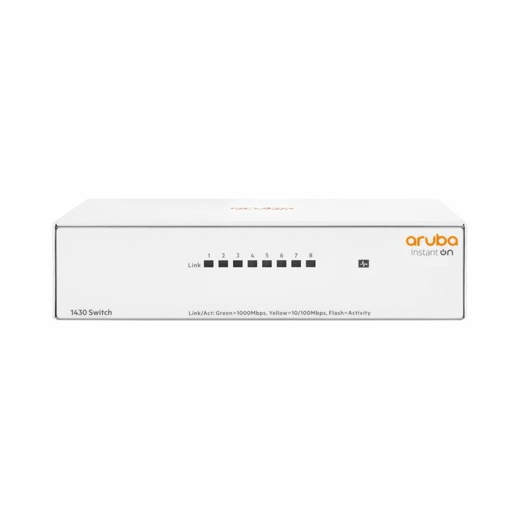 Aruba Instant On 1430 8G Class4 PoE Switch 8 ports 10/100/1000 PoE 64W non géré (R8R46A) 25 R8R46A Maroc Commutateur Aruba Instant On 1430 8G Class4 PoE Maroc Switch 8 ports Aruba Maroc Commutateur non géré Maroc, Ces commutateurs faciles d’utilisation offrent des fonctionnalités Gigabit Ethernet de couche 2 à un prix abordable pour relier et partager des ressources quotidiennes, comme des imprimantes et des points d’accès, sans configuration réseau complexe