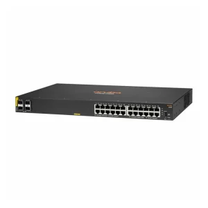 R8N87A Maroc Commutateur HPE Aruba 6000 24G Class4 PoE 4SFP 370W Maroc Switch 24 ports PoE HPE Aruba Maroc Switch Administrable Maroc, Cette gamme entièrement gérée dispose de liaisons montantes intégrées pratiques avec jusqu’à 740 W de PoE de classe 4 pour prendre en charge les dispositifs IdO tels que les caméras de sécurité et les points d’accès sans fil.