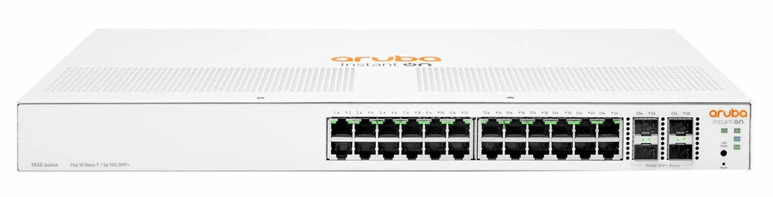JL682A Maroc Commutateur Instant On 1930 24G 4SFP/SFP+ Maroc Switch 24 ports 4xSFP+ 10G Aruba Maroc Commutateur 24 ports géré Maroc, La gamme de commutateurs HPE Aruba Instant On 1930 24G 4SFP/SFP+ offre des fonctionnalités avancées qui peuvent être personnalisées, notamment les VLAN, l'agrégation de lien, les protocoles STP et le contrôle d'accès IEEE 802.1X.