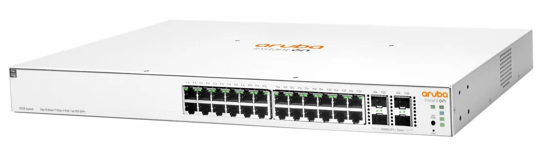 JL683B Maroc Commutateur Aruba Instant On 1930 24G Classe4 PoE+ Maroc Switch 24 ports 4xSFP+ 10G Aruba Maroc Switch Administrable Maroc, La gamme de commutateurs Aruba Instant On 1930 24G Classe4 PoE+ est conçue pour les petites entreprises en pleine croissance qui nécessitent une performance améliorée pour prendre en charge des applications exigeantes en bande passante. 