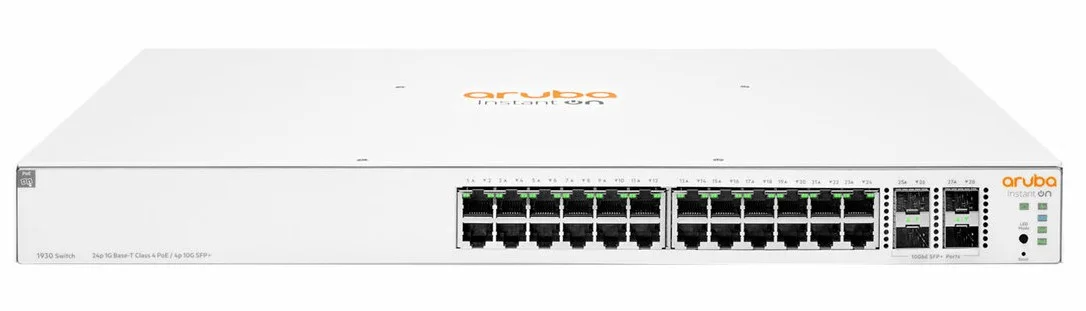 JL683B Maroc Commutateur Aruba Instant On 1930 24G Classe4 PoE+ Maroc Switch 24 ports 4xSFP+ 10G Aruba Maroc Switch Administrable Maroc, La gamme de commutateurs HPE Aruba Instant On 1930 24G Classe4 PoE+ permet un déploiement prêt à l'emploi, simple d'utilisation, dès la sortie de la boîte. 