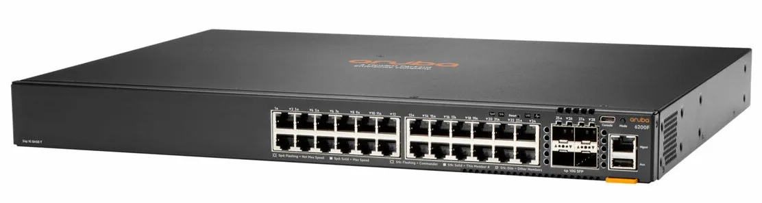 Aruba 6200F 24G Class4 PoE 4SFP+ 370W Switch 24 ports 10/100/1000 4xSFP PoE+ (JL725B) 27 JL725B Maroc HPE Aruba 6200F 24G Class4 PoE 4SFP+ 370W Maroc Switch 24 ports PoE HPE Aruba Maroc Switch Administrable Maroc, La gamme de commutateurs HPE Aruba 6200F 24G 4SFP+ 370W offre une visibilité inégalée avec des analyses intégrées pour une surveillance et un dépannage en temps réel afin de résoudre les problèmes plus rapidement