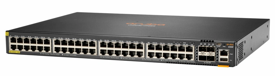 Aruba 6200F 48G Class4 PoE 4SFP+ 370W Switch 48 ports 10/100/1000 4xSFP PoE+ (JL727B) 28 JL727B Maroc HPE Aruba 6200F 48G Class4 PoE 4SFP+ 370W Maroc Switch 48 ports PoE HPE Aruba Maroc Switch Administrable Maroc, La gamme de commutateurs HPE Aruba 6200F 48G 4SFP+ 370W utilise une architecture entièrement distribuée avec des ASIC Aruba Gen7 offrant une latence très faible, une mémoire tampon de paquets accrue et une consommation d’énergie adaptative