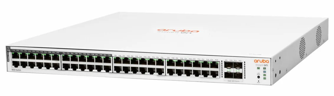 Aruba Instant On 1830 48G 24p Class4 PoE 4SFP 370W Switch administrable 48 ports 4xSFP (JL815A) 29 JL815A Maroc Commutateur Aruba Instant On 1830 48G 24p Class4 PoE 4SFP 370W Maroc Switch 48 ports PoE HPE Aruba Maroc Switch Administrable Maroc, La gamme de commutateurs HPE Aruba Instant On 1830 48G 24p Class4 PoE 4SFP 370W offre des fonctionnalités avancées qui peuvent être personnalisées, notamment les VLAN, l'agrégation de lien, les protocoles STP et le contrôle d'accès IEEE 802.1X.