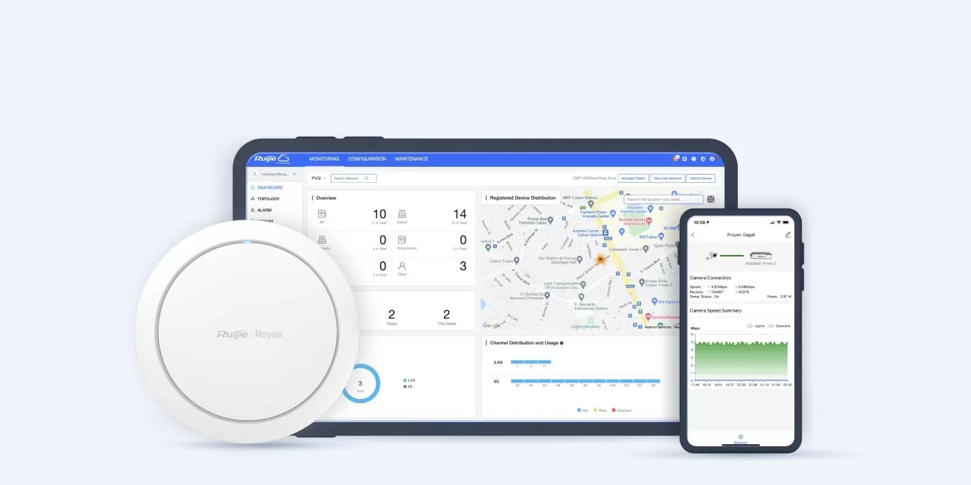 Reyee RG-RAP2266 Point d'accès intérieur Wi-Fi 6 AX3000 bi-bande plafond (RG-RAP2266) 30 Reyee RG-RAP2266 Maroc Ruijie Reyee Maroc Point d'accès intérieur Maroc Point d'accès WiFi 6 Maroc Point d'accès plafond Maroc, Assurez une expérience utilisateur sans aucune coupure. Ce point d’accès est doté d’une itinérance intelligente basée sur l’IA et les protocoles 802.11k/v, garantissant une transition fluide entre les bornes.